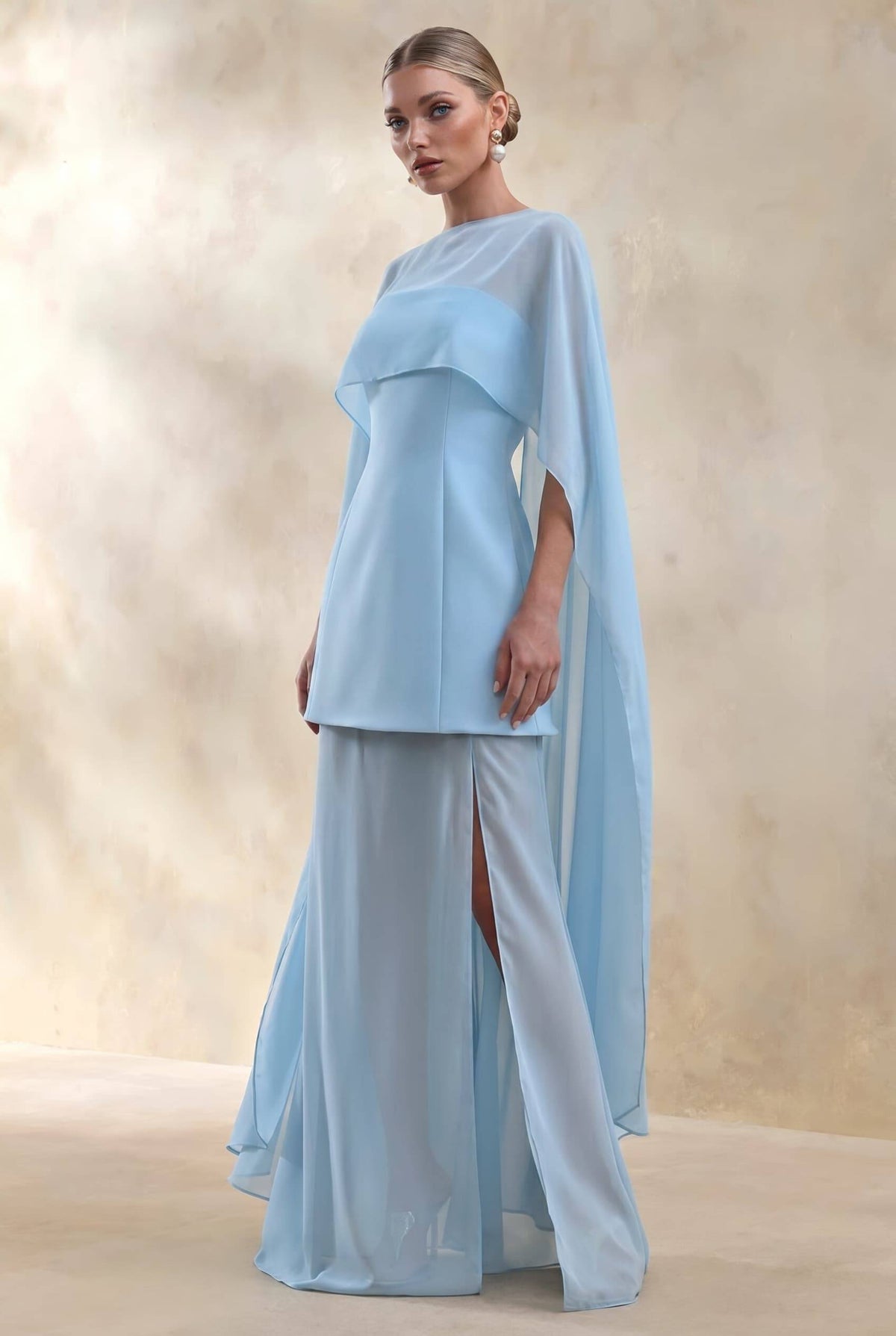 Shawl Design Slit Maxi Dress