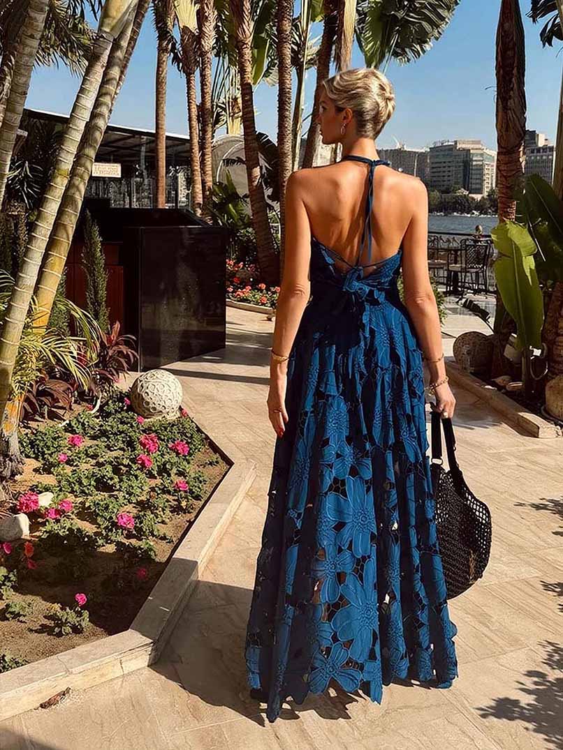 Exquisite Lace Cami Crop Top & High-Waist A-Line Maxi Skirt Two-Piece Set
