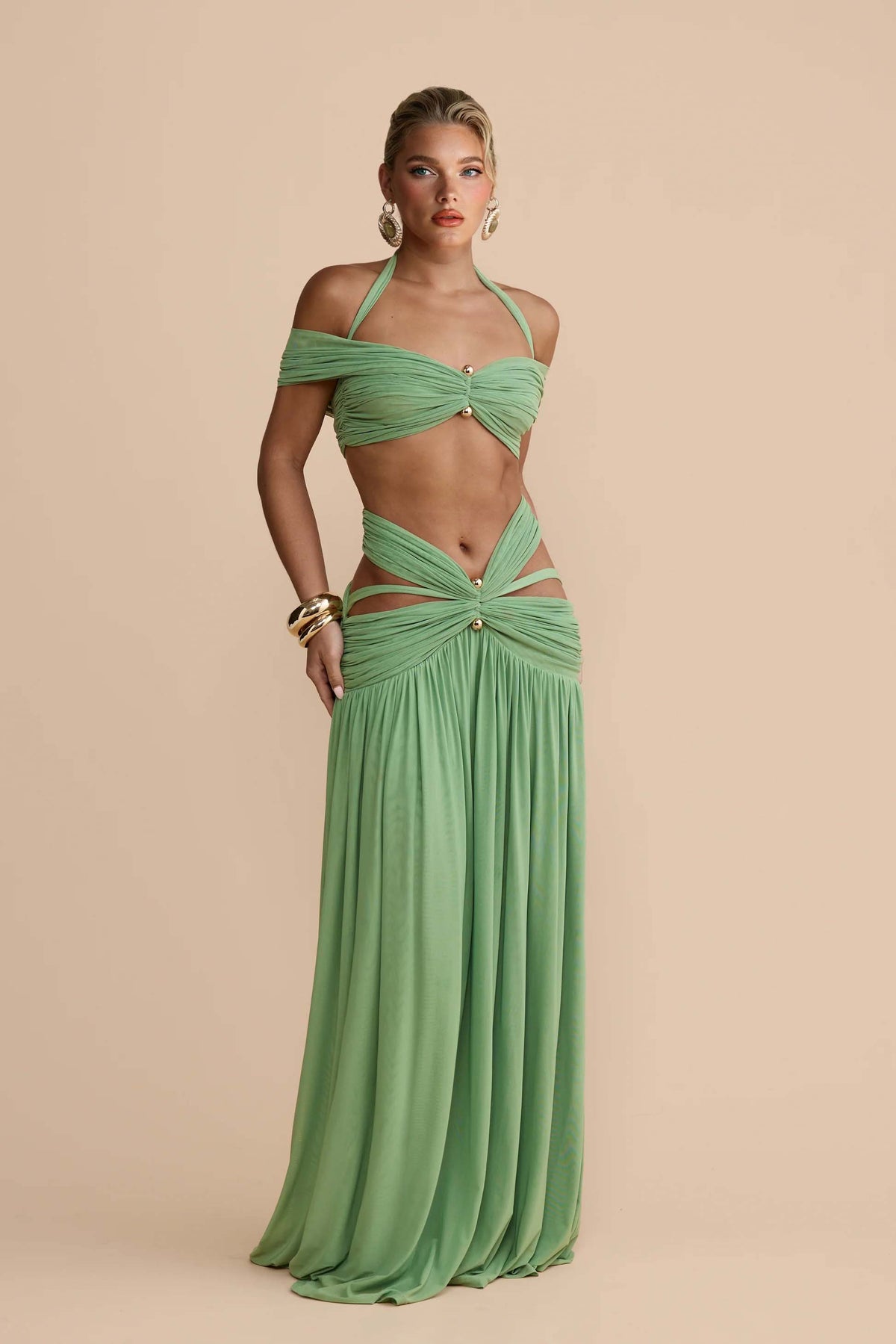 Strapless Top And Hollow Design Skirt Set