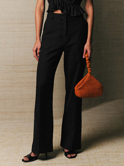 Elegant Strapless Ruffle Crop Top & Wide-Leg Pants Two-Piece Set