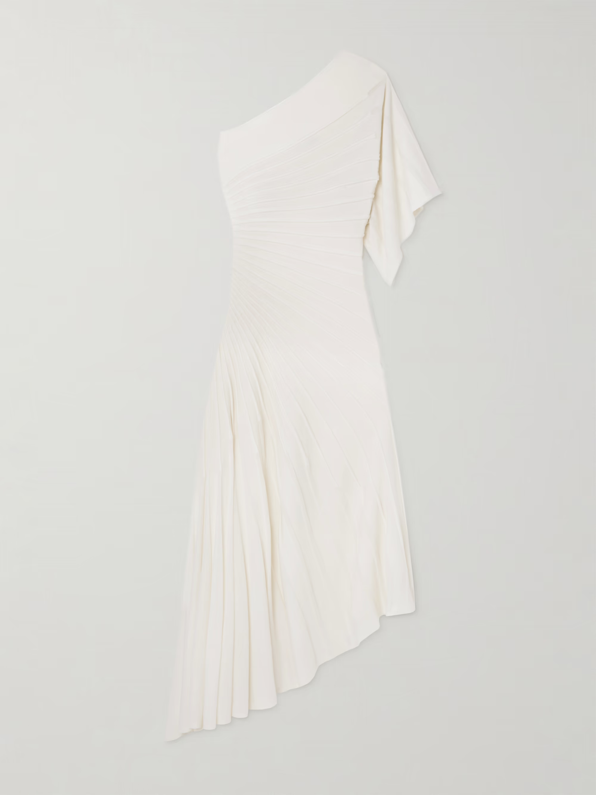 One Shoulder Pleated Asymmetric Midi Dress