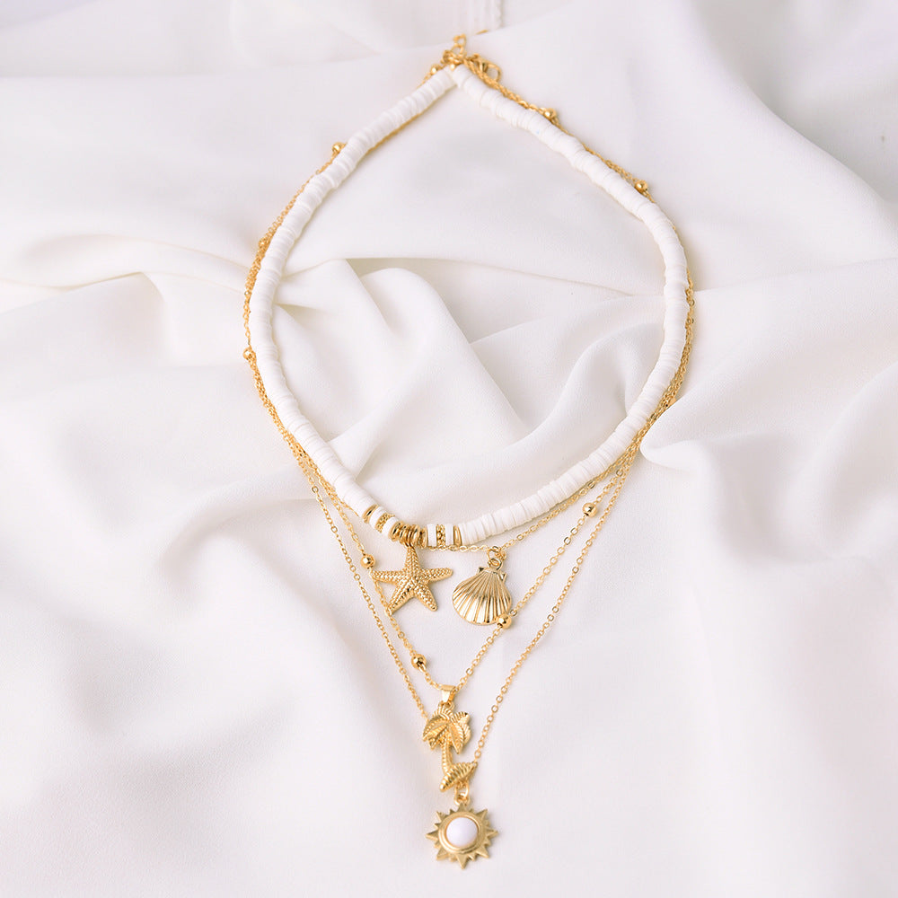 Retro Starfish Shell Multilayer Pendant Necklace-Likemychoice