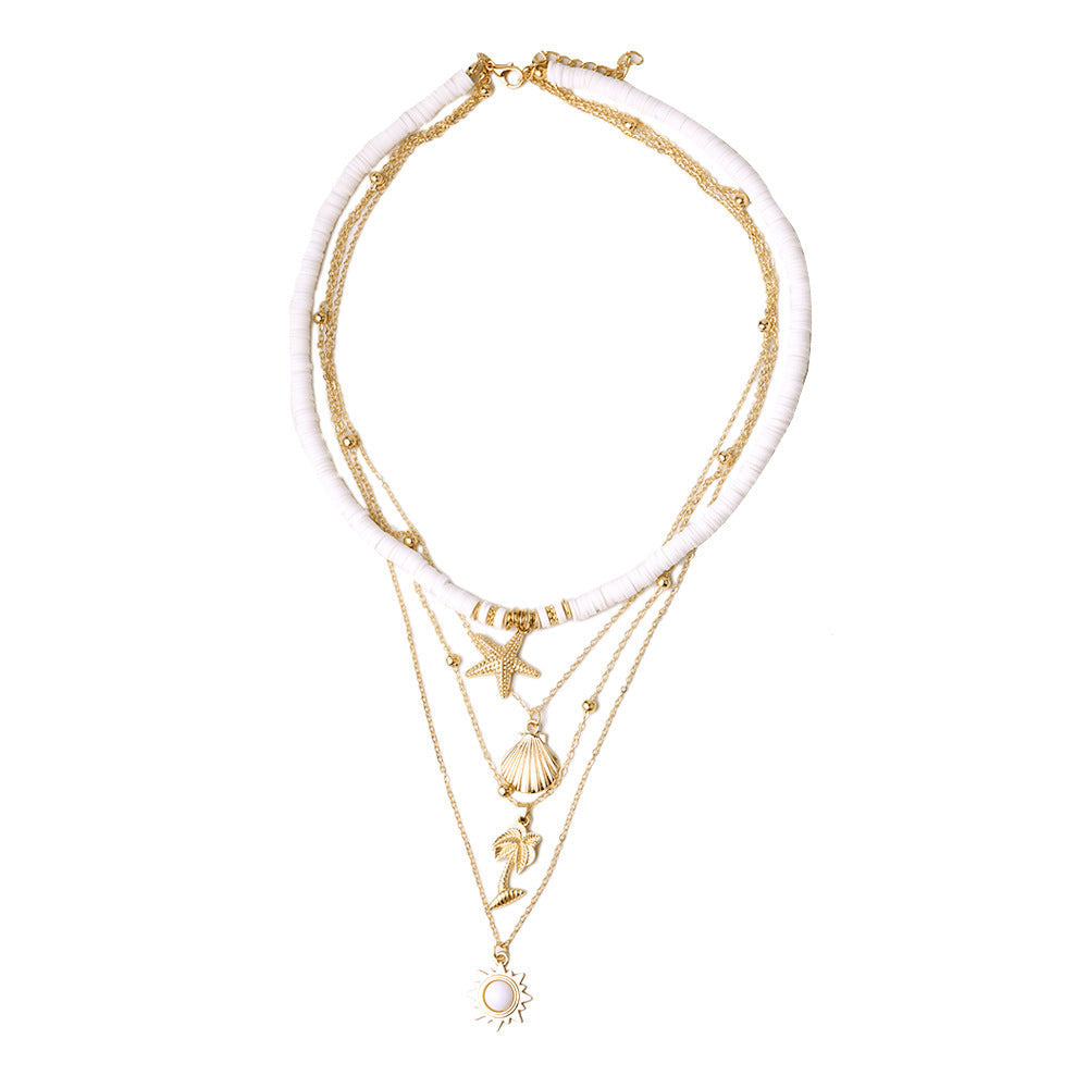 Retro Starfish Shell Multilayer Pendant Necklace-Likemychoice