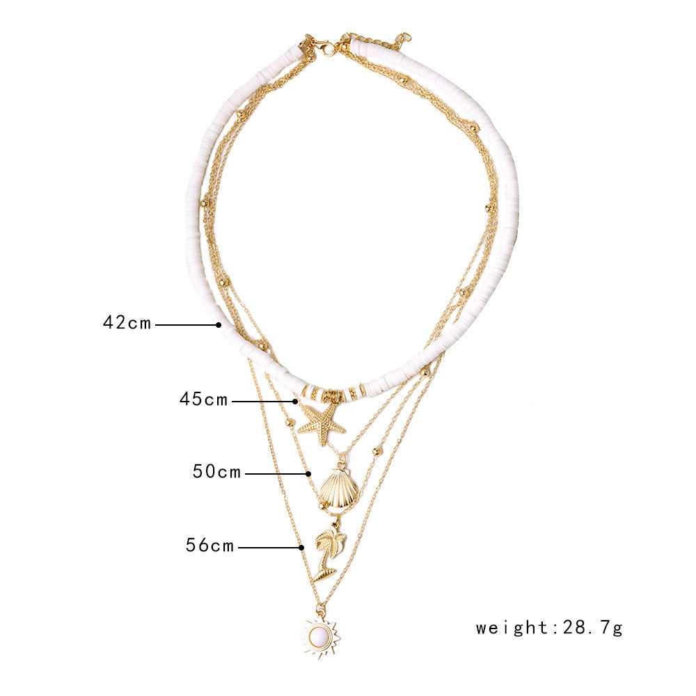 Retro Starfish Shell Multilayer Pendant Necklace-Likemychoice