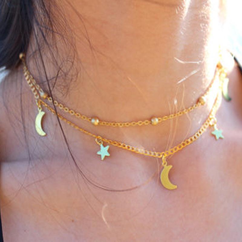 Star & Moon Multi Layer Necklace-Likemychoice