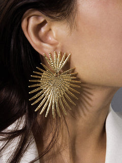 Retro Scalloped Geometric Stud Earrings