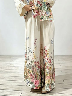 Elegant Floral Print Satin Button Shirt