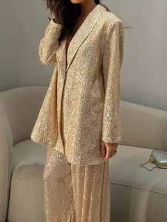 Fashionable Casual Sequined Jacket Suit
