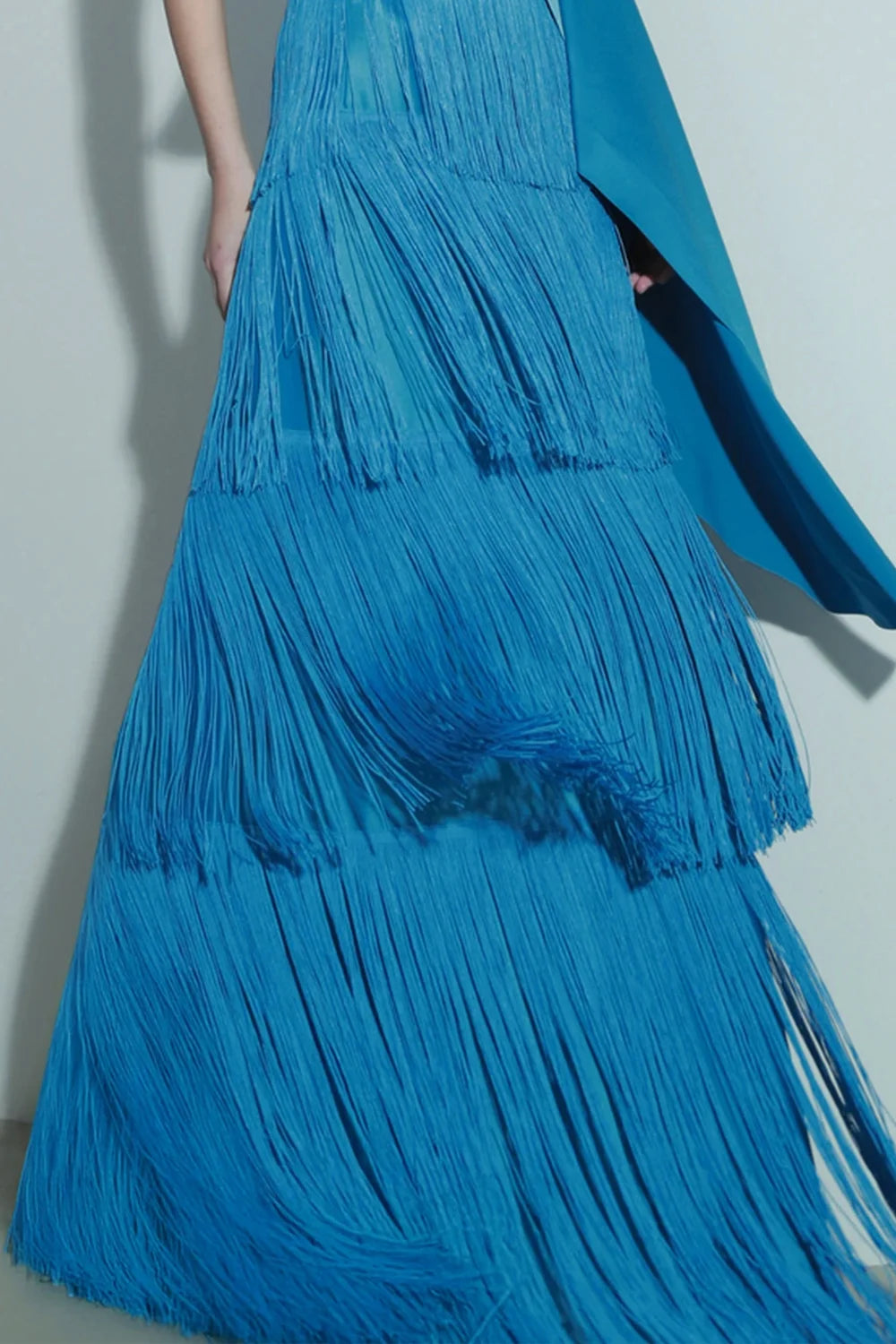 One Shoulder Cape Top and Tiered Fringe Maxi Skirt Two Piece Set [erp-image:14d6d64d27c4ba0d9e2bc9be]