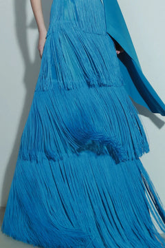 One Shoulder Cape Top and Tiered Fringe Maxi Skirt Two Piece Set [erp-image:14d6d64d27c4ba0d9e2bc9be]