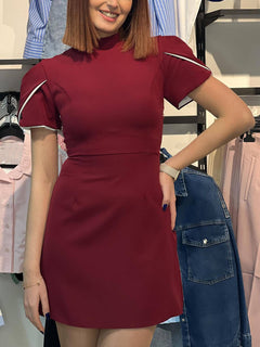 Elegant Sweet Moment Slit Short Sleeve Backless Bow Mini Dress