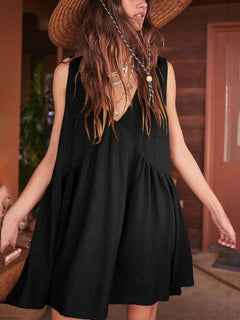 Deep V Wide Strap Mini Tank Dress