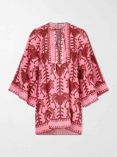 Casual Palm Tree Print Flare Sleeve Mini Dress