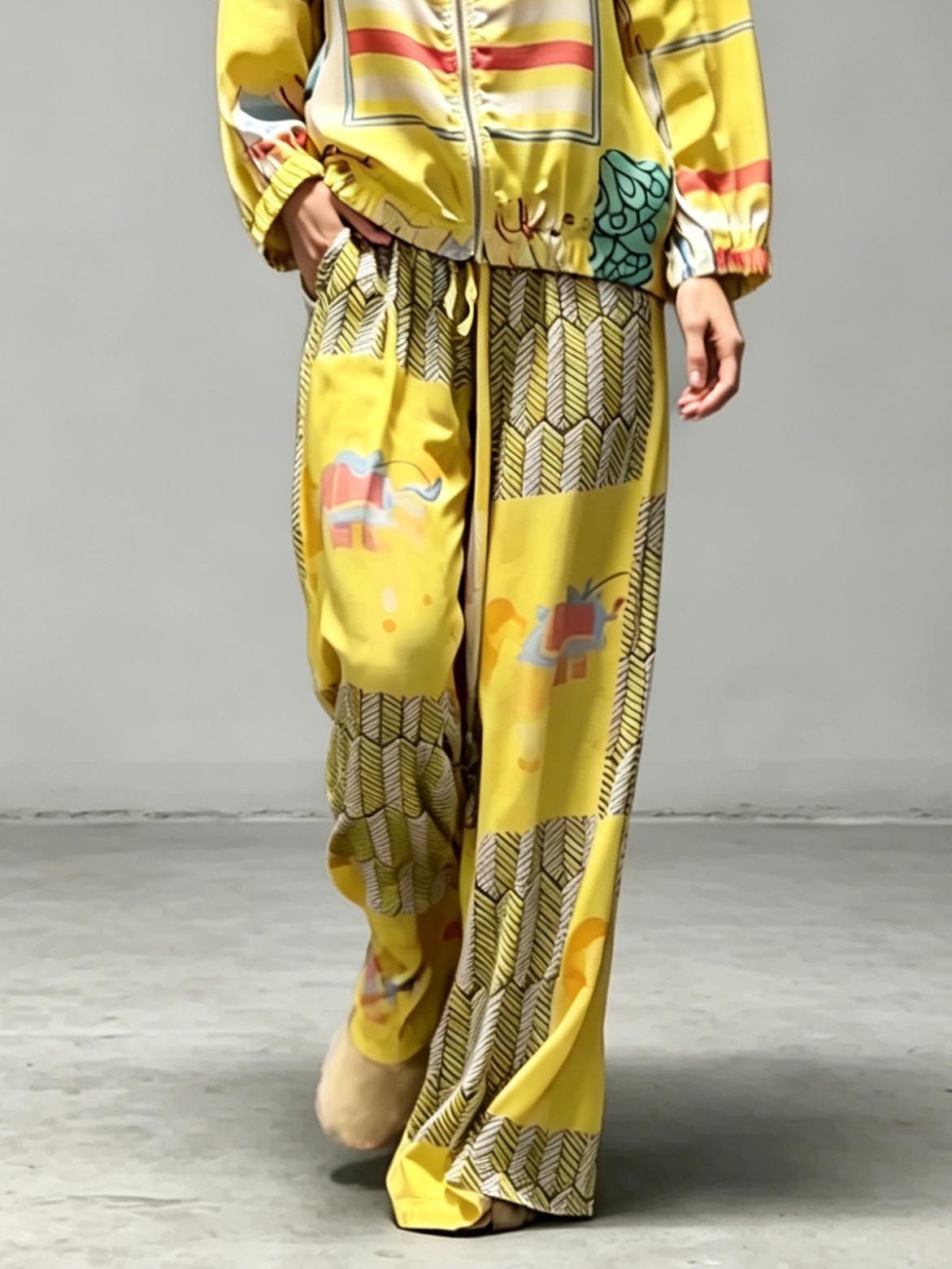 Casual Artistic Print Zip-Up Shirt