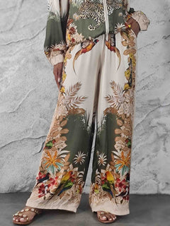 Exotic Jungle Print Zip-Up Long Sleeve Shirt