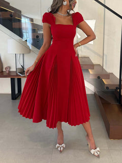 Elegant Pleated Midi Dress