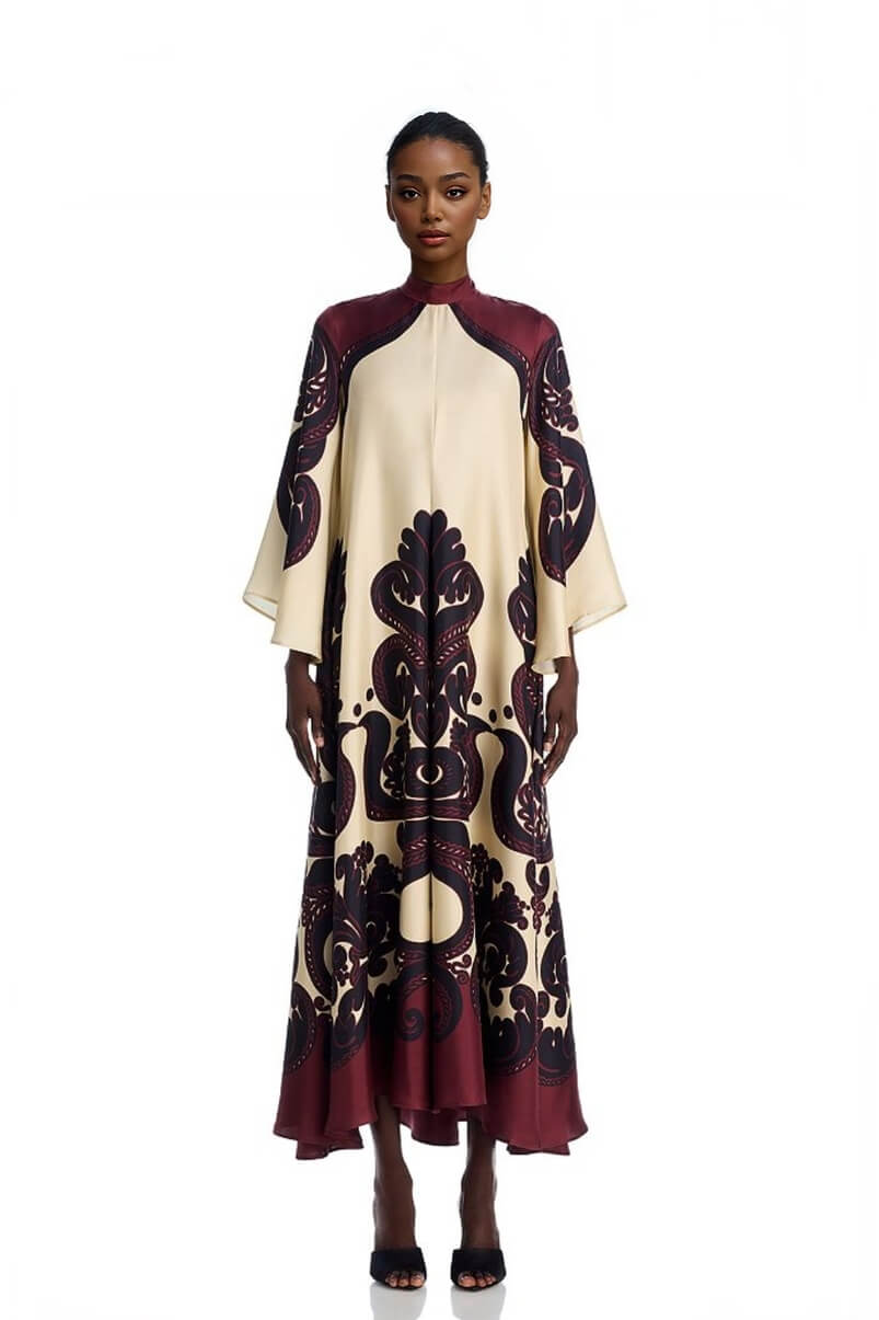 Elegance Ease Stunning Grenadilla Print Maxi Dress