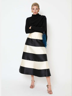 Elegant Striped Midi Skirt