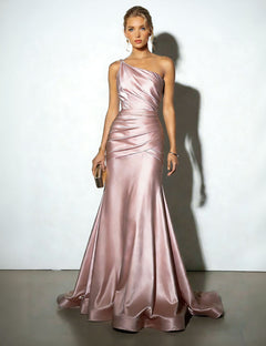 Sophisticated One-Shoulder Satin Maxi Dress