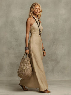 Minimalist Backless Resort Maxi Dress