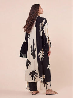 Bohemian Palm Print Three-Piece Beach Set