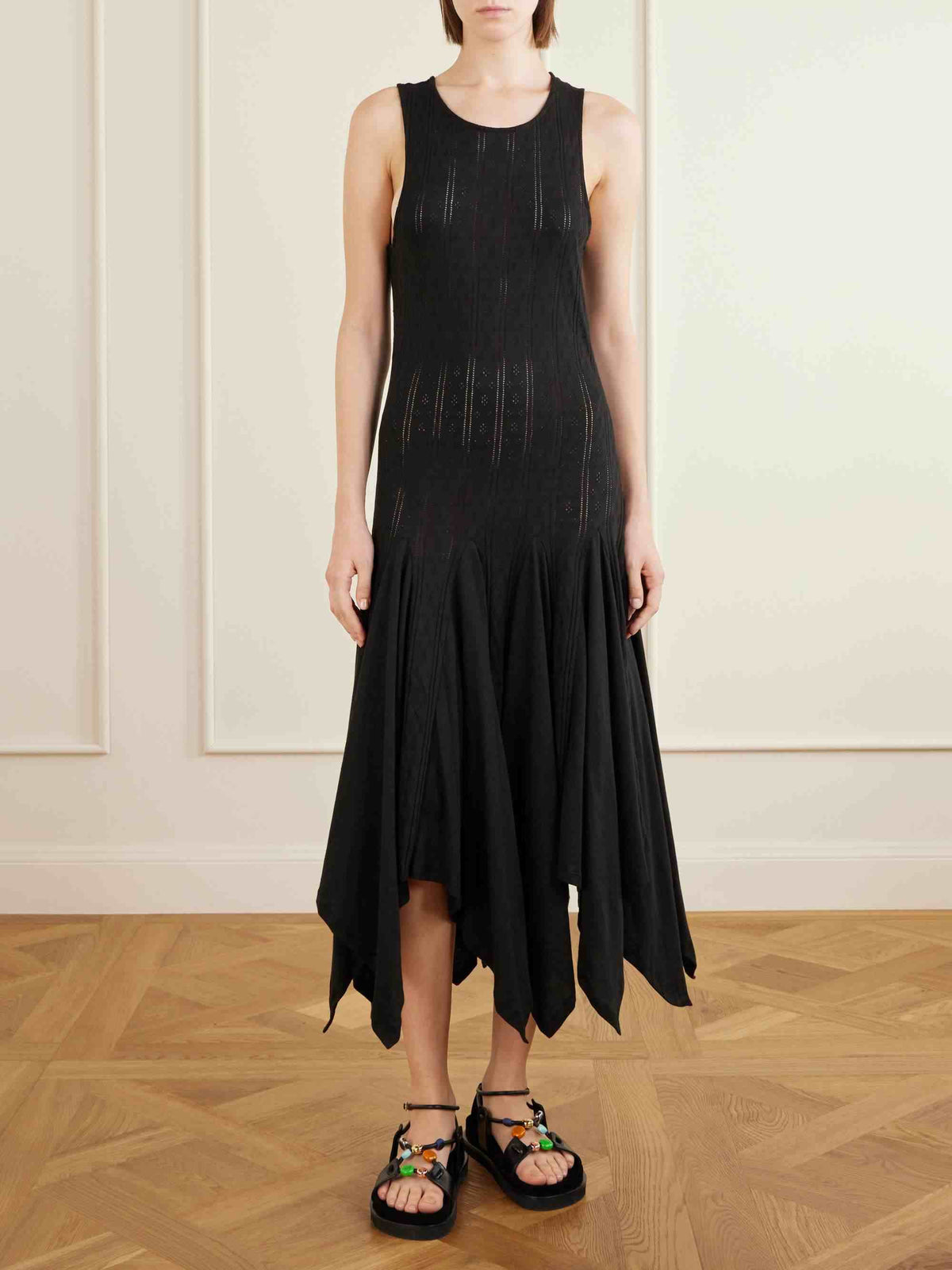 Casual Cutout Knit Asymmetrical Hem Midi Dress