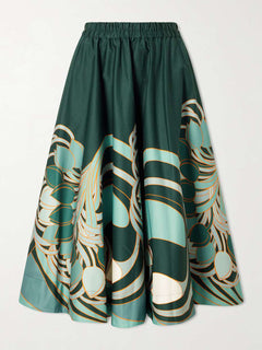 Unique Floral Print Satin Irregular Top Two-piece Set