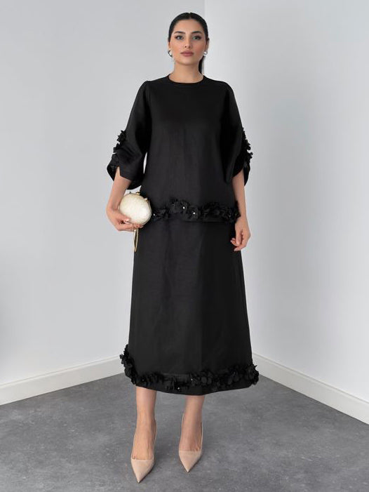 Exquisite Floral Embroidered Top And Skirt Two-Piece Set-Likemychoice
