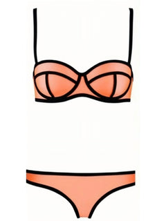LikeMyChoice Geometric Contrast Trim Bikini Ste