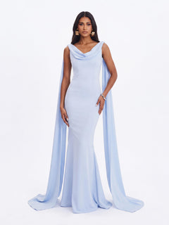 Dick Collar Open-Shoulder-Strap Fishtail Long Gown