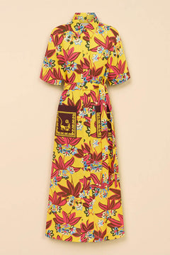 Unique Floral Print Midi Shirtdress