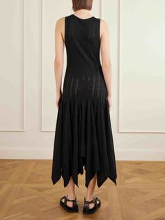 Casual Cutout Knit Asymmetrical Hem Midi Dress