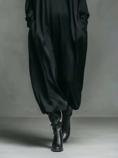 Elegant Satin Low-Cut Shirt Maxi Dress