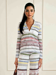 Geometric Zigzag Print Wide-Leg Pants