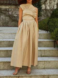 Exquisite Asymmetric One-Shoulder Ruffle Top Two-Piece Set