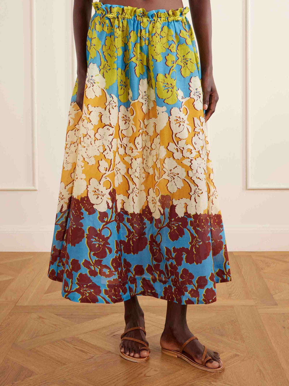 Bohemian Print Backless Top And Skirt Two-Piece Set