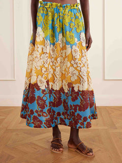 Bohemian Print Backless Top And Skirt Two-Piece Set