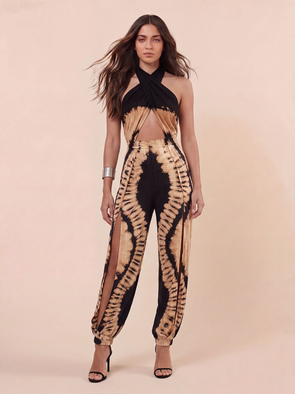 Bohemian Tie-Dye Backless Jumpsuit
