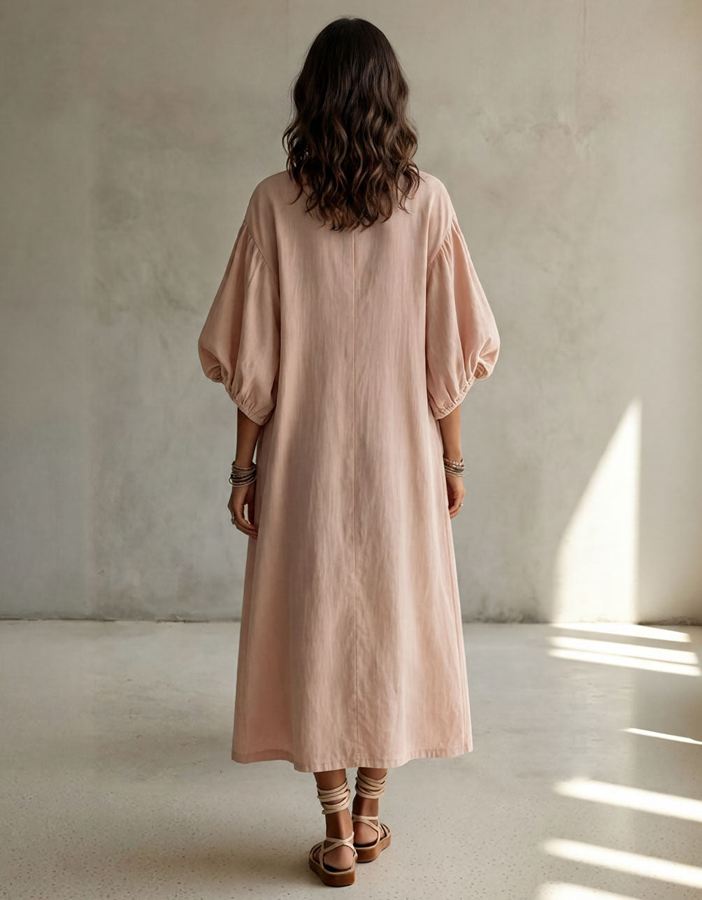 Elegant Embroidered V-Neck Batwing Sleeve Maxi Dress