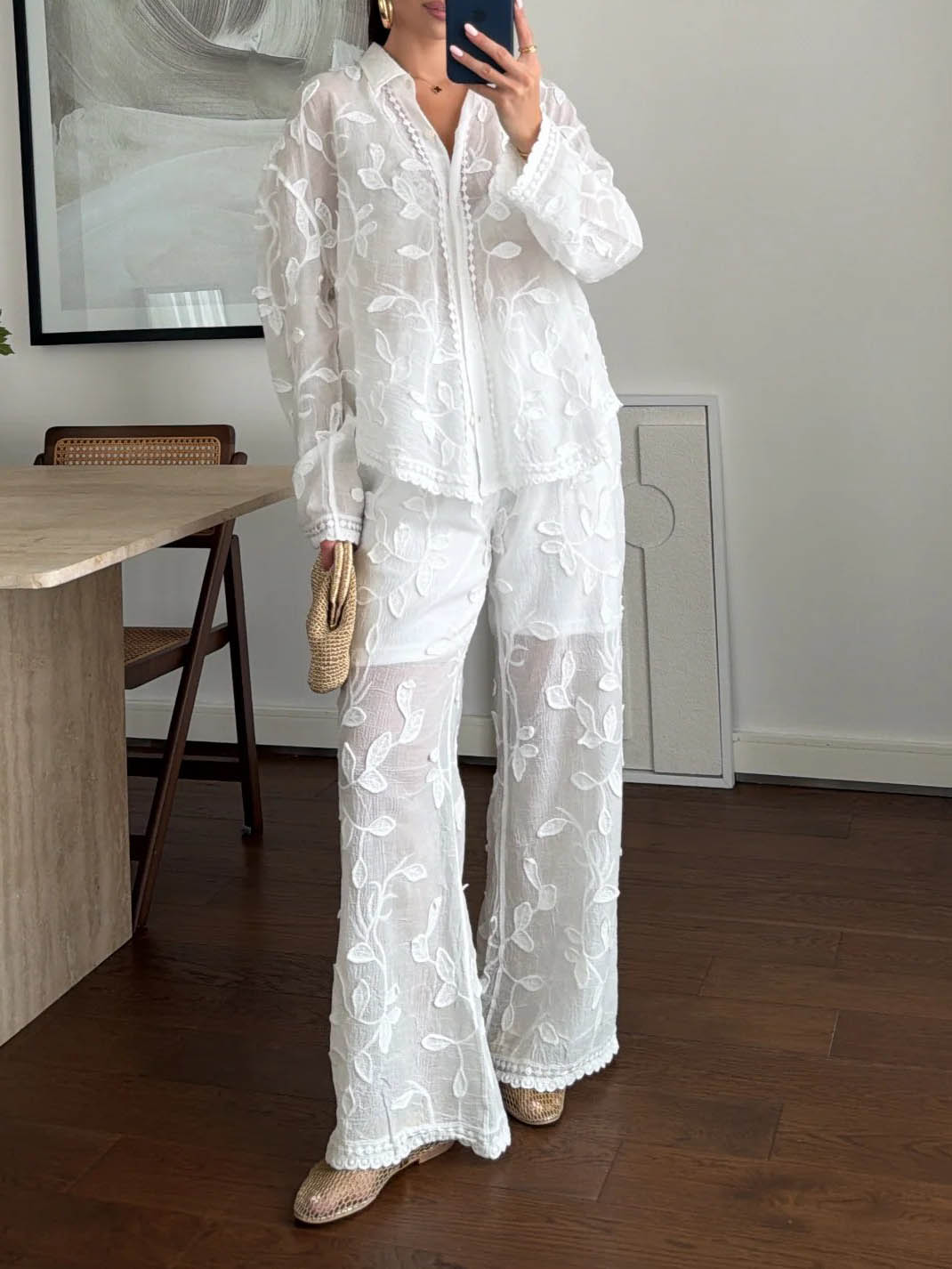 Unique Resort Jacquard Casual Loose Two-Piece Set