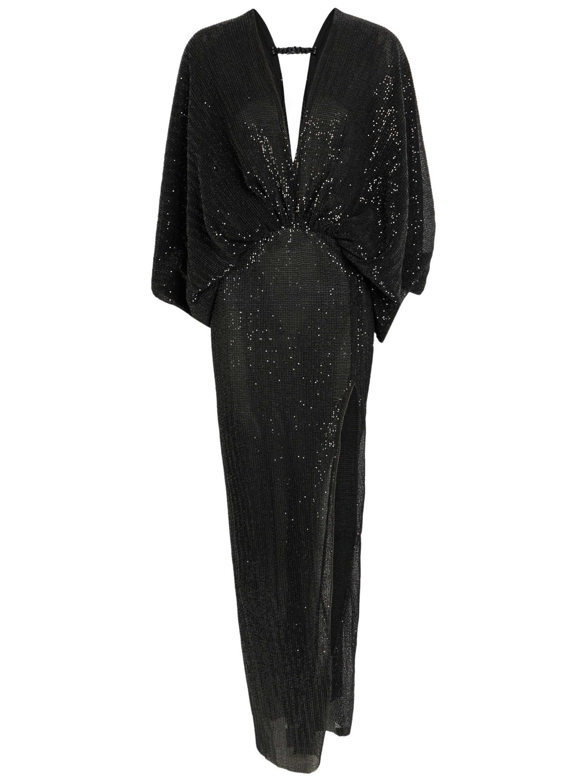 Sequin Batwing Sleeve High Slit Party Maxi Dress