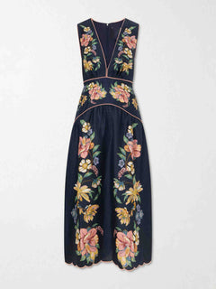 Exquisite Sleeveless V-Neck Floral Print Midi Dress