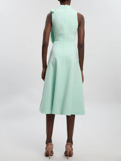 Elegant Sleeveless Bow Detail A-Line Midi Dress
