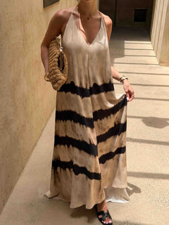 Bohemian Tie-Dye Halter Maxi Dress