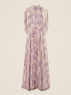 Elegant High Neck Cape Sleeve Ruched Maxi Dress