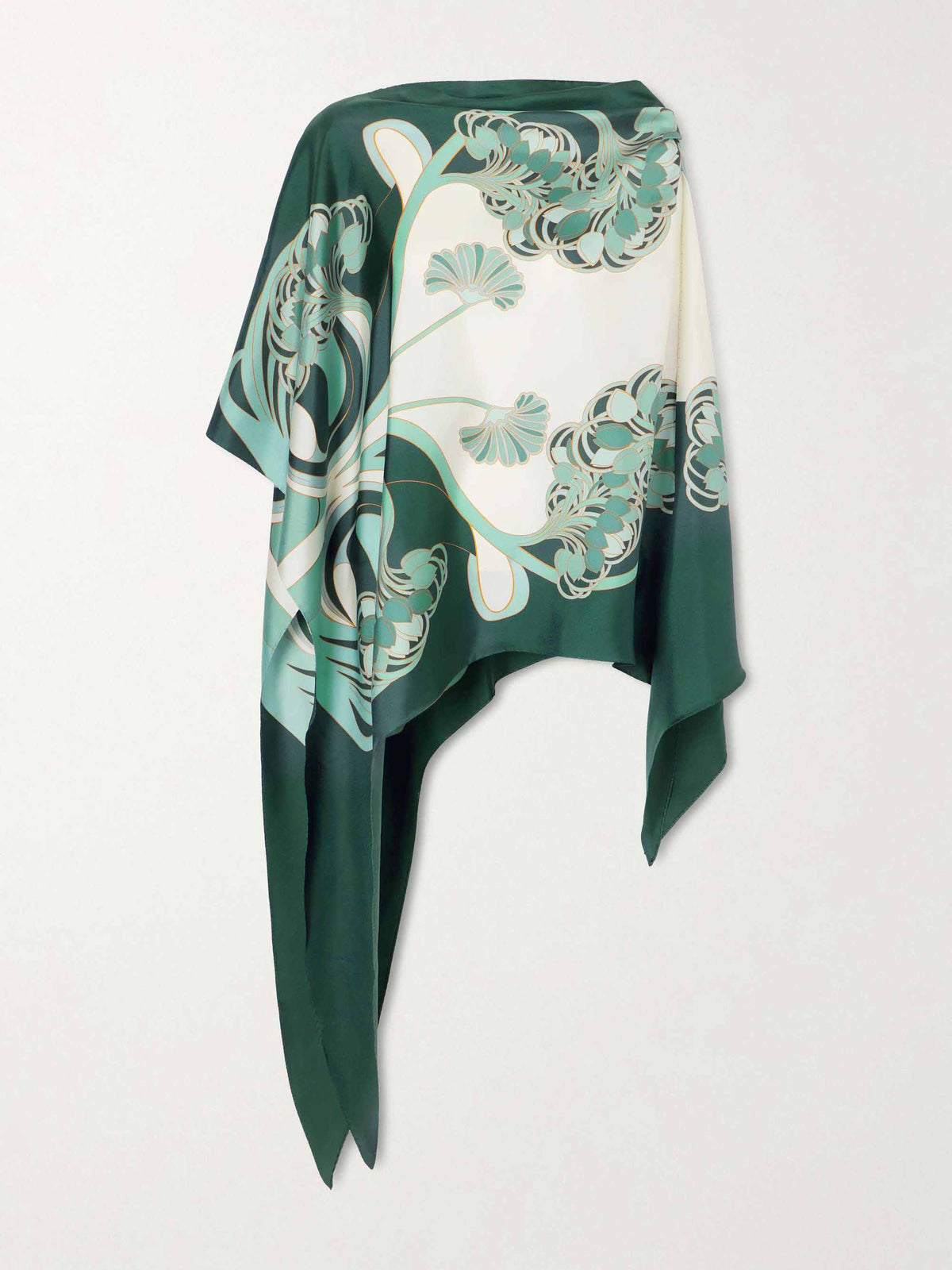 Unique Floral Print Satin Irregular Top Two-piece Set