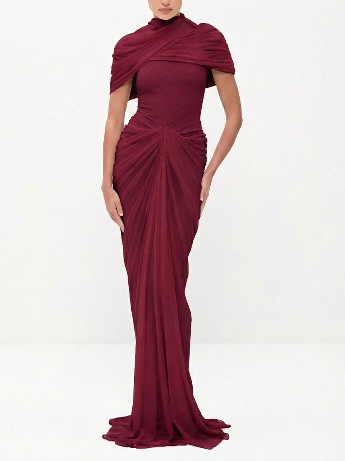 Twisted Ruched Formal Wedding Guest Maxi Dress