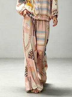 Casual Artistic Print Zip-Up Shirt