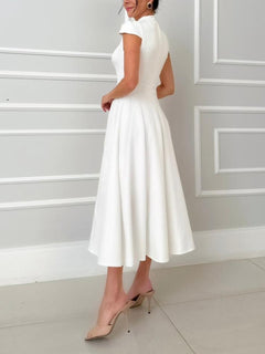 Classic Slim-Fit A-Line Midi Dress