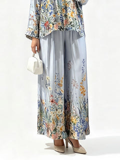 Elegant Floral Print Satin Button Shirt